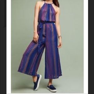 Anthropologie Purple halter jumpsuit